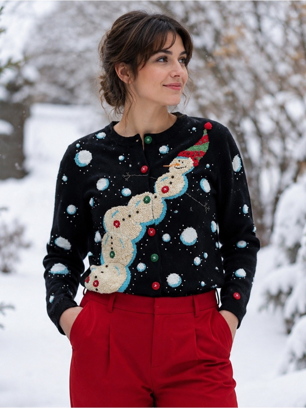 Berek Chirstmas Snowman Cardigan